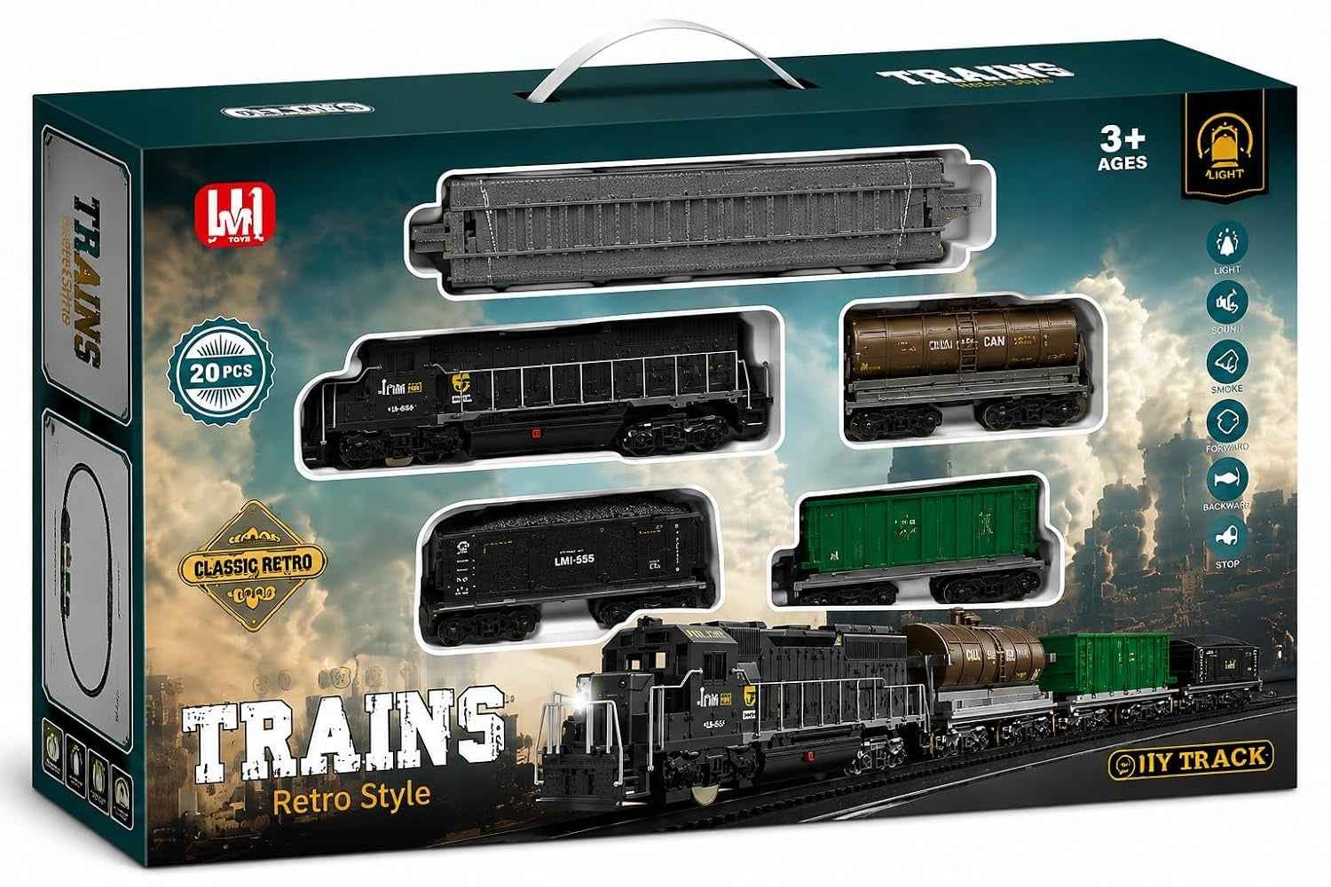 Battery-Operated Train Set with Track — Rail-Style Electric Toy Train with Snap-Together Railway Track System for Kids 3+
